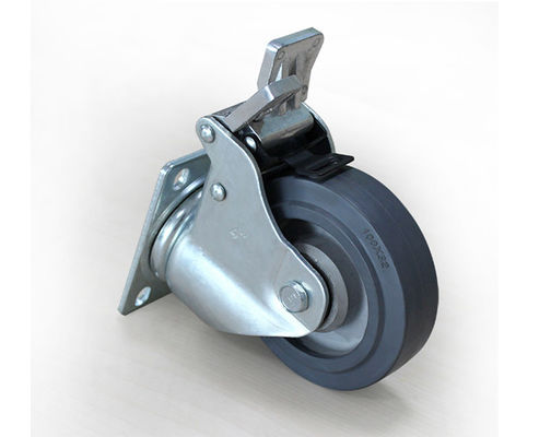 Medium sized 4-inch aluminum core rubber silent universal wheel belt brake handcart rack equipment instrument industrial casters 5924-56A