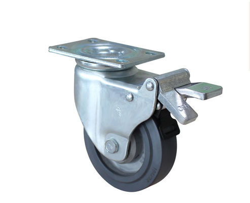 Medium sized 4-inch aluminum core rubber silent universal wheel belt brake handcart rack equipment instrument industrial casters 5924-56A