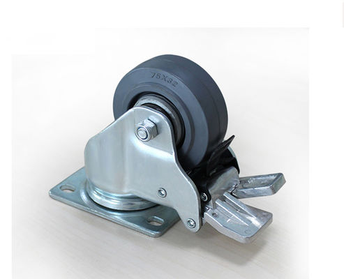 Medium sized 3-inch aluminum core rubber silent universal wheel belt brake handcart rack equipment instrument industrial casters 5923-56A