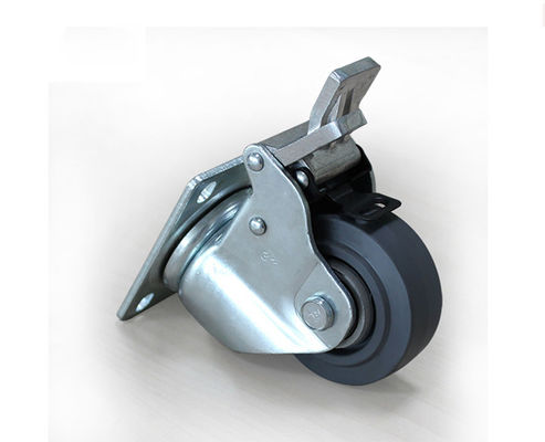 Medium sized 3-inch aluminum core rubber silent universal wheel belt brake handcart rack equipment instrument industrial casters 5923-56A