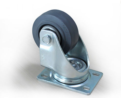 Medium sized 3-inch aluminum core elastic rubber silent universal wheel handcart rack equipment instrument industrial casters 5913-56A