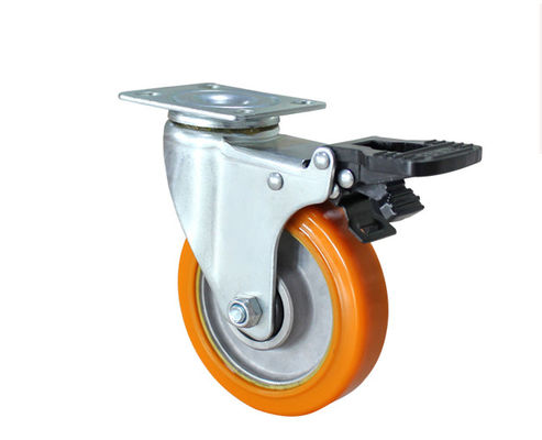 Lightweight 4-inch aluminum core polyurethane silent universal wheel with brake, furniture cabinet, coffee table, table and chairs wheel, movable wheel 3924-86A