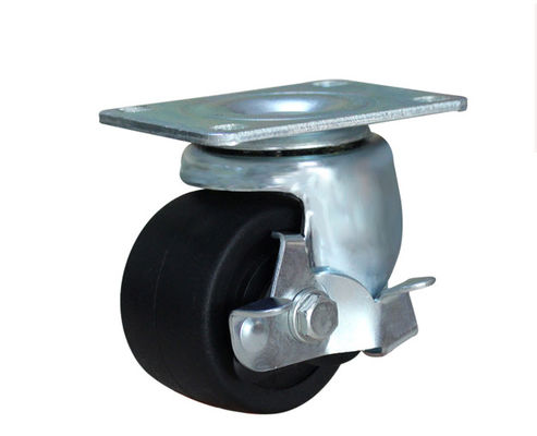 3-inch high-strength nylon low center of gravity industrial machine supporting equipment, black universal casters with brakes M3123-16