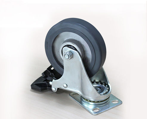 4-inch lightweight aluminum core rubber silent universal wheel with brake, logistics flatbed handcart, industrial equipment caster 3924-56A