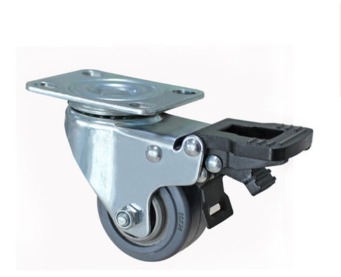 2-inch lightweight aluminum core rubber silent universal wheel with brake, logistics flatbed handcart, industrial equipment caster 3922-56A