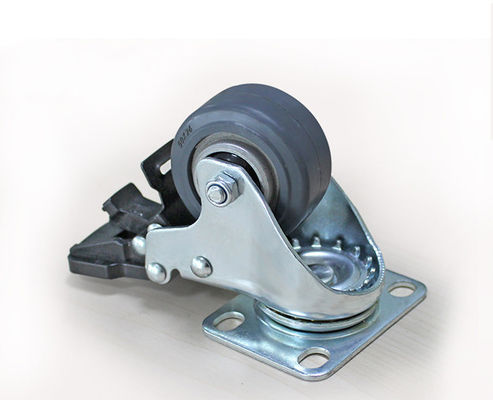 2-inch lightweight aluminum core rubber silent universal wheel with brake, logistics flatbed handcart, industrial equipment caster 3922-56A