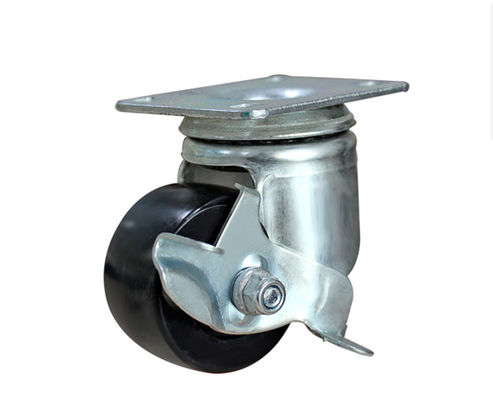 2-inch high-strength nylon low center of gravity industrial machine supporting equipment, black universal casters with brakes M3122-16