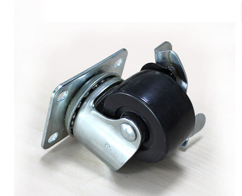 2-inch high-strength nylon low center of gravity industrial machine supporting equipment, black universal casters with brakes M3122-16