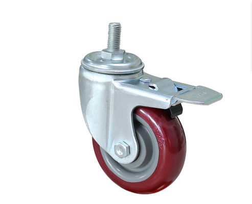 Medium sized 4-inch high-strength polyurethane PU silent universal wheel belt brake logistics handcart casters 5144-86