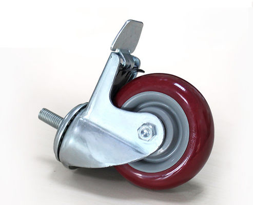 Medium sized 4-inch high-strength polyurethane PU silent universal wheel belt brake logistics handcart casters 5144-86