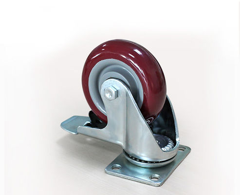 Medium sized 4-inch high-strength polyurethane PU silent universal wheel belt brake logistics handcart shelf caster 5124-86