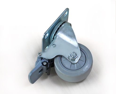Lightweight 2.5-inch high elasticity rubber silent flat universal caster with brake handcart universal wheel 37225-37