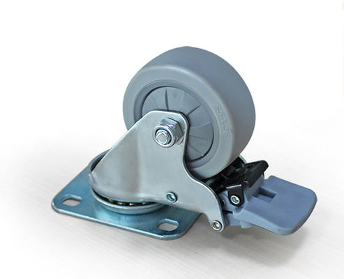 Lightweight 2.5-inch high elasticity rubber silent flat universal caster with brake handcart universal wheel 37225-37