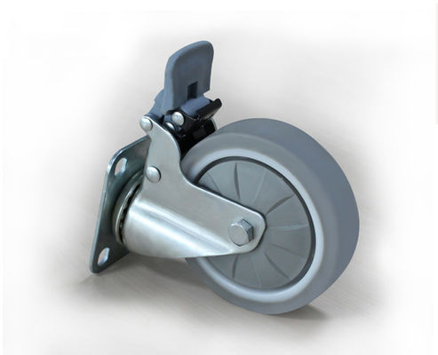 Lightweight 4-inch high elasticity rubber silent universal wheel belt brake handcart furniture caster 3724-37