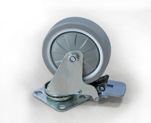 Lightweight 4-inch high elasticity rubber silent universal wheel belt brake handcart furniture caster 3724-37