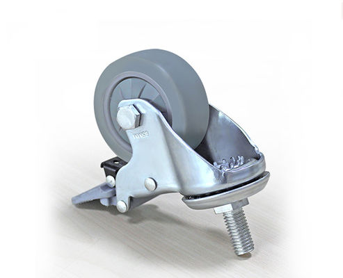 Lightweight 2.5-inch high elasticity rubber silent universal caster with brake handcart universal wheel 37425-37