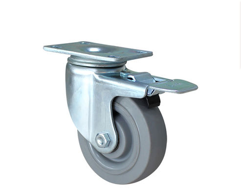 Medium sized 4-inch high elasticity rubber silent bearing universal wheel belt brake logistics handcart casters 5124-36