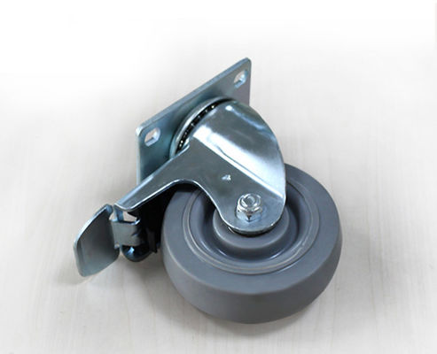 Medium sized 4-inch high elasticity rubber silent bearing universal wheel belt brake logistics handcart casters 5124-36