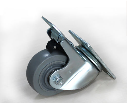 Medium sized 3-inch high elasticity rubber silent bearing universal wheel belt brake logistics handcart casters 5123-36