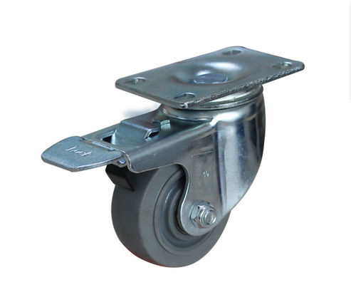 Medium sized 3-inch high elasticity rubber silent bearing universal wheel belt brake logistics handcart casters 5123-36