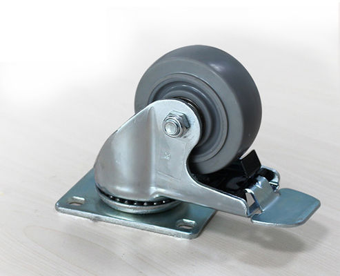 Medium sized 3-inch high elasticity rubber silent bearing universal wheel belt brake logistics handcart casters 5123-36