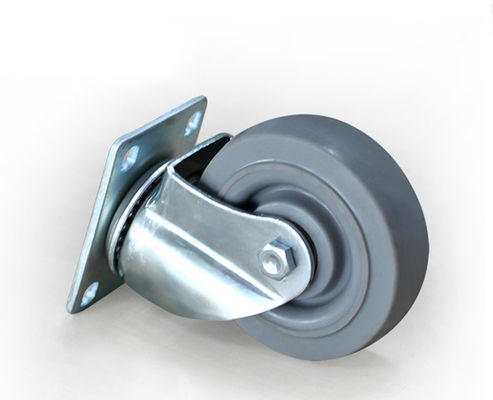 Medium sized 4-inch high elasticity rubber silent bearing universal wheel belt brake logistics handcart casters 5114-36