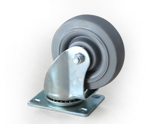 Medium sized 4-inch high elasticity rubber silent bearing universal wheel belt brake logistics handcart casters 5114-36