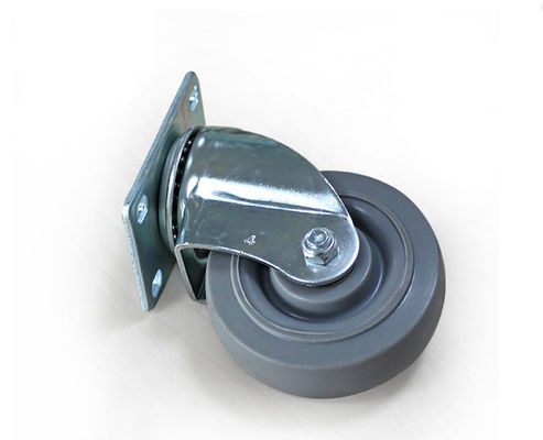 Medium sized 4-inch high elasticity rubber silent bearing universal wheel belt brake logistics handcart casters 5114-36