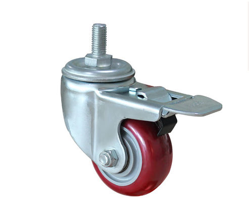 Medium sized 3-inch high-strength polyurethane silent universal wheel belt brake logistics handcart shelf caster 5143-86