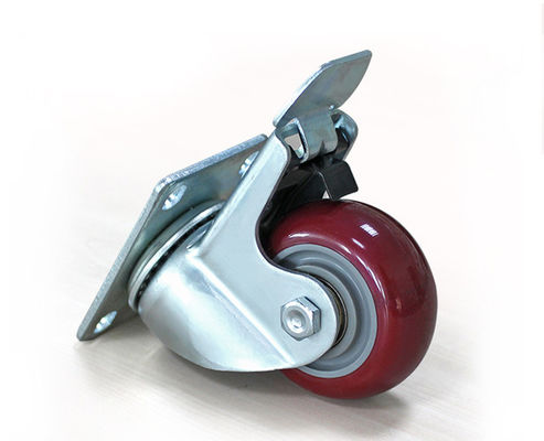Medium sized 3-inch high-strength polyurethane silent universal wheel belt brake logistics handcart shelf caster 5123-86