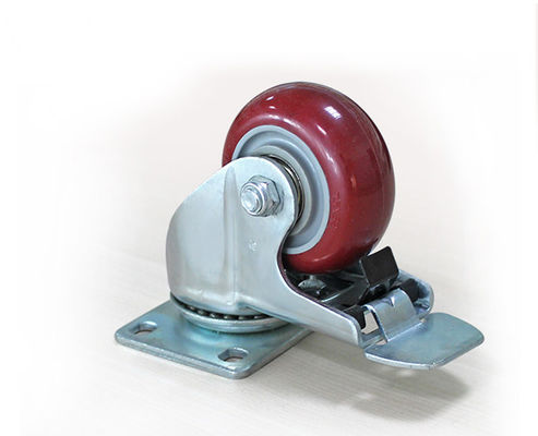 Medium sized 3-inch high-strength polyurethane silent universal wheel belt brake logistics handcart shelf caster 5123-86