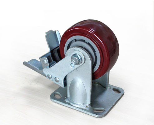 4-inch heavy-duty polyurethane silent directional brake wheels, flatbed handcart industrial equipment wheels 7124-86