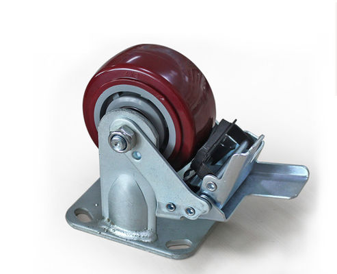 4-inch heavy-duty polyurethane silent directional brake wheels, flatbed handcart industrial equipment wheels 7124-86