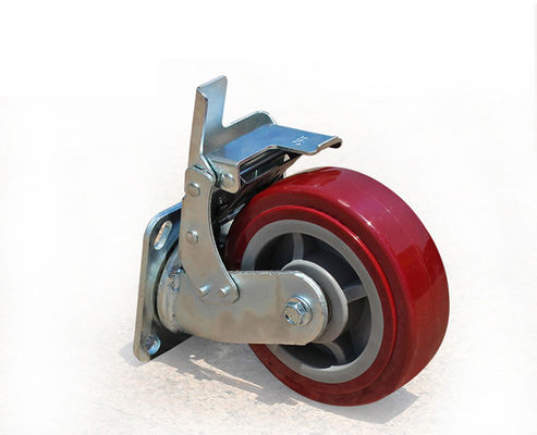 6-inch heavy-duty polyurethane silent universal wheel belt brake flat handcart industrial equipment caster 7126-86