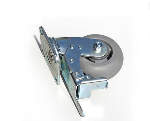 5-inch heavy-duty high elasticity rubber silent universal wheel belt brake flat handcart equipment caster 7125-56