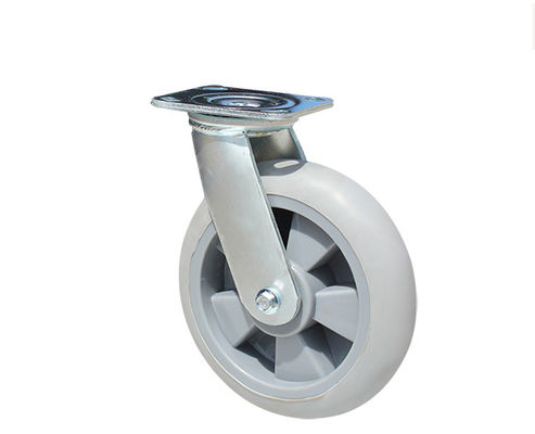 8-inch heavy-duty high elasticity rubber silent universal wheel flatbed handcart industrial equipment caster 7118-56