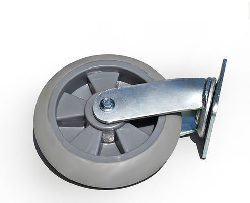8-inch heavy-duty high elasticity rubber silent universal wheel flatbed handcart industrial equipment caster 7118-56