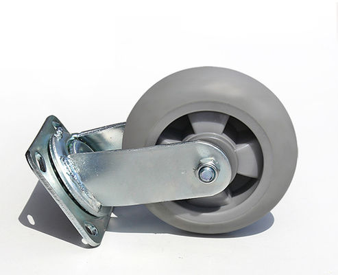 6-inch heavy-duty high elasticity rubber silent universal wheel flatbed handcart industrial equipment caster 7116-56