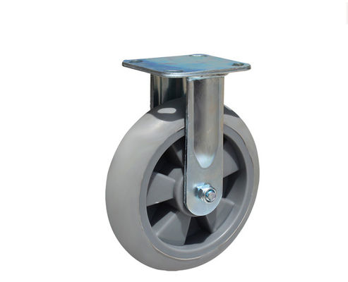 Heavy duty 8-inch high elasticity rubber silent directional wheel flatbed handcart industrial equipment caster 7108-56
