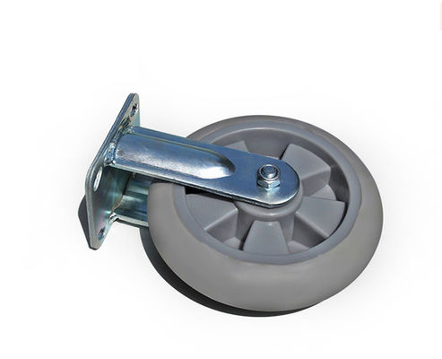 Heavy duty 8-inch high elasticity rubber silent directional wheel flatbed handcart industrial equipment caster 7108-56