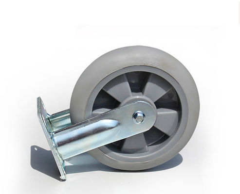 Heavy duty 8-inch high elasticity rubber silent directional wheel flatbed handcart industrial equipment caster 7108-56
