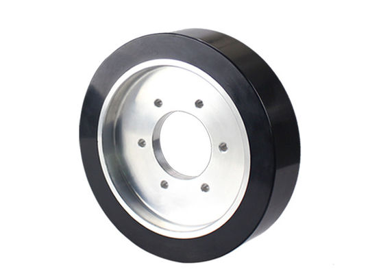 AGV polyurethane drive wheel six hole flange aluminum core wheel hub wrapped with rubber wheel 200 * 40mm
