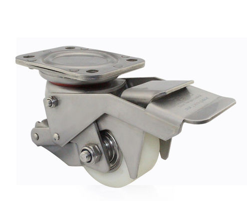 304 stainless steel pedal type horizontal adjustment universal wheel, silent medical equipment caster, polyurethane horizontal adjustment wheel