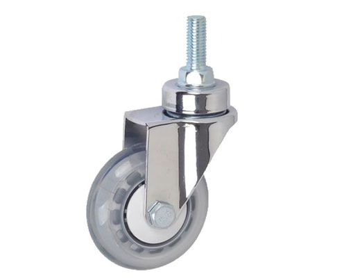 3-inch chrome plated lightweight 50kg polyurethane medical transparent silent screw universal casters 3733-76