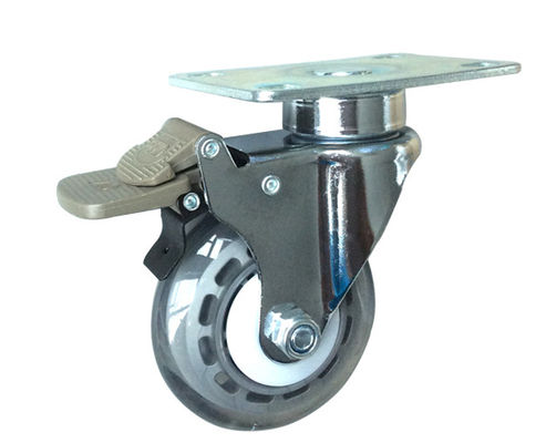 3-inch chrome plated lightweight 50kg polyurethane medical transparent silent flat universal casters 3723-76