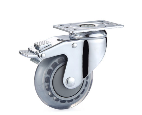 3-inch/4-inch/5-inch chrome plated precision medium-sized high elasticity polyurethane PU transparent silent flat brake casters 5724-76