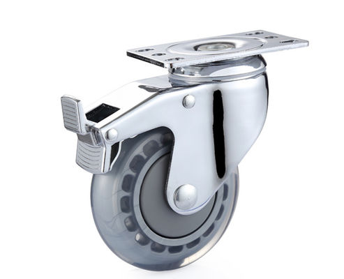 3-inch/4-inch/5-inch chrome plated precision medium-sized high elasticity polyurethane PU transparent silent flat brake casters 5724-76