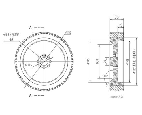 150 * 35mm casters AGV drive wheel flange convex groove wheel hub rubber wheel 5.5 inch robot tire