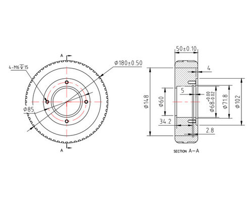 Rubber casters, robot specific wheels, 7-inch silent wheels, flange type walking wheels, AGV drive wheels, 180 * 50
