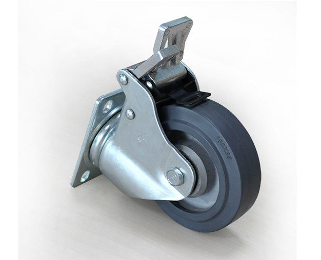 Medium sized 4-inch aluminum core rubber silent universal wheel belt brake handcart rack equipment instrument industrial casters 5924-56A